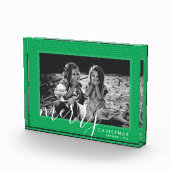 Merry kerst Green Hearts Custom Photo Block Fotoblokken (Rechts)