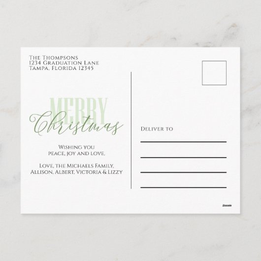 Merry kerst Green Pattern Elegant Feestdagenkaart (Achterkant)