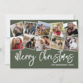 Merry kerst Green Photo Collage Feestdagenkaart (Voorkant)