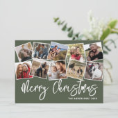 Merry kerst Green Photo Collage Feestdagenkaart (Staand voorkant)