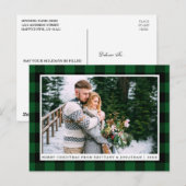Merry kerst Green Pset Couple Foto Briefkaart (Voorkant / Achterkant)