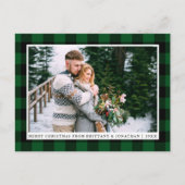 Merry kerst Green Pset Couple Foto Briefkaart (Voorkant)