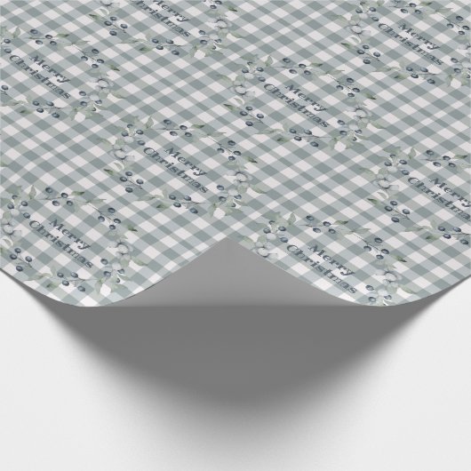 Merry kerst Green Pset Wreath Buffalo Check Cadeaupapier (Hoek)