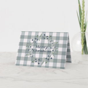 Merry kerst Green Pset Wreath Buffalo Check Kaart
