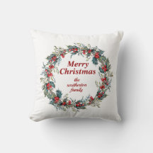 Merry kerst Green Red Holly Berry Wreath