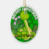 Merry kerst Green Snake Keramisch Ornament (Rechts)