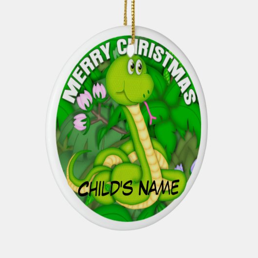 Merry kerst Green Snake Keramisch Ornament (Rechts)