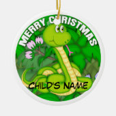 Merry kerst Green Snake Keramisch Ornament (Voorkant)