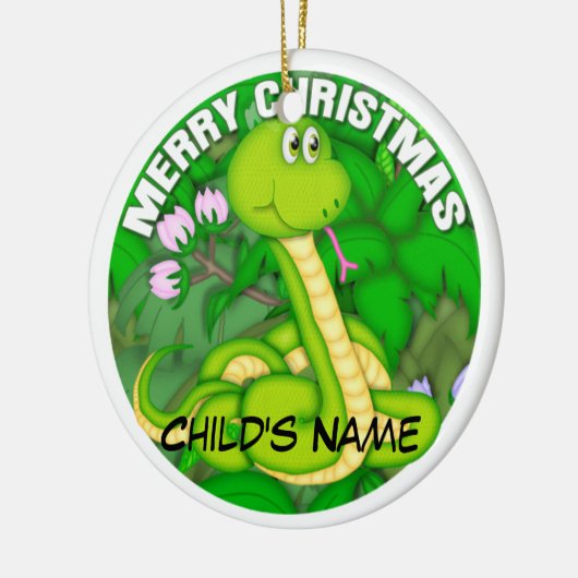Merry kerst Green Snake Keramisch Ornament (Links)