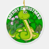 Merry kerst Green Snake Keramisch Ornament (Achterkant)