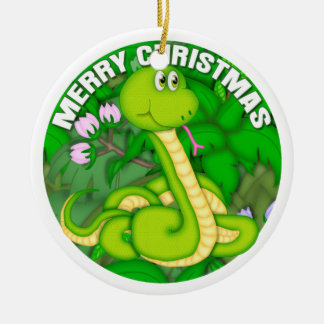 Merry kerst Green Snake Keramisch Ornament