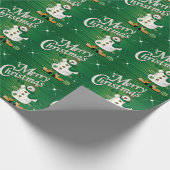 Merry kerst Green Snowman Cadeaupapier (Hoek)