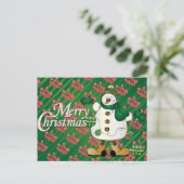 Merry kerst Green Snowman Feestdagenkaart (Staand voorkant)