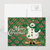 Merry kerst Green Snowman Feestdagenkaart (Voorkant / Achterkant)