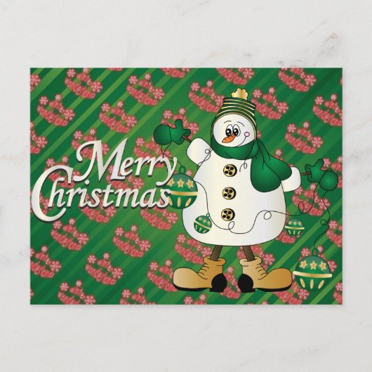Merry kerst Green Snowman Feestdagenkaart (Voorkant)