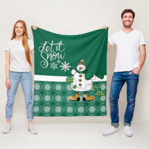 Merry kerst Green Snowman Fleece Deken