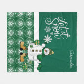 Merry kerst Green Snowman Fleece Deken (Voorkant (Horizontaal))