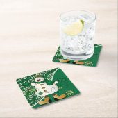 Merry kerst Green Snowman Kartonnen Onderzetters (Insitu)