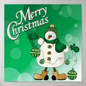 Merry kerst Green Snowman Poster (Voorkant)