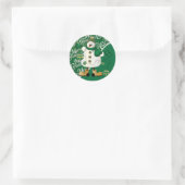 Merry kerst Green Snowman Ronde Sticker (Tas)