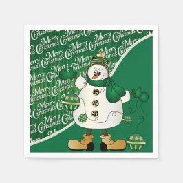 Merry kerst Green Snowman Servetten