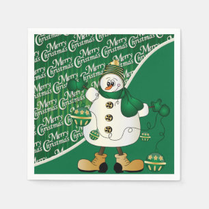 Merry kerst Green Snowman Servetten