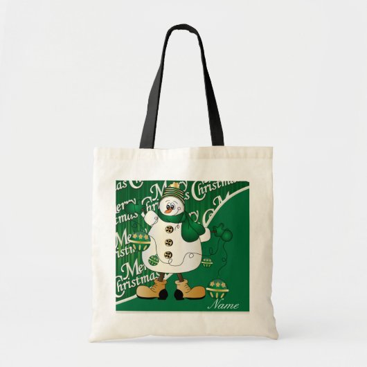Merry kerst Green Snowman Tote Bag (Voorkant)