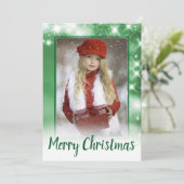 Merry kerst Green Sparkle Holiday-fotokaart Feestdagenkaart (Staand voorkant)