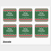 Merry kerst Green Striped Pattern Vierkante Sticker (Vel)