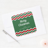 Merry kerst Green Striped Pattern Vierkante Sticker (Envelop)