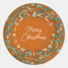 Merry kerst Green Wreath Woodland Ronde Sticker