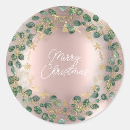 Merry kerst Green Wreath Woodland Roos Ronde Sticker