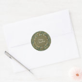 Merry kerst Green Wreath Woodland Wood Mustard Ronde Sticker (Envelop)