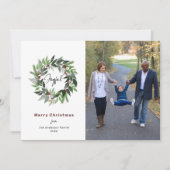 Merry kerst Greenery Wreath Foto Feestdagenkaart (Voorkant)