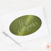 Merry kerst Groen In reliëf Ovale Sticker (Envelop)