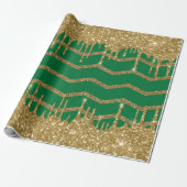 Merry kerst - groene glitter cadeaupapier (Uitgerold)