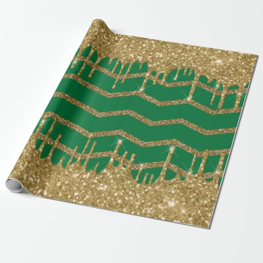 Merry kerst - groene glitter cadeaupapier (Uitgerold)