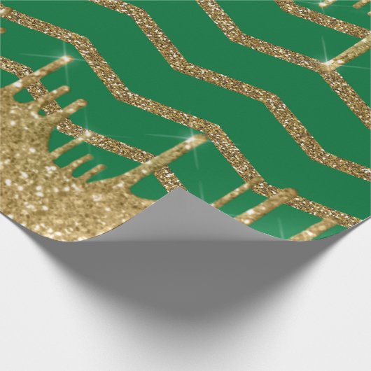 Merry kerst - groene glitter cadeaupapier (Hoek)