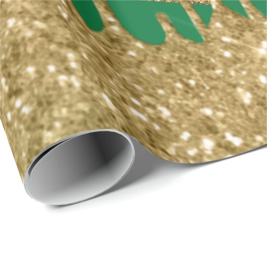 Merry kerst - groene glitter cadeaupapier (Rol Hoek)