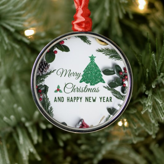 Merry kerst - groene glitter metalen ornament (Boom)