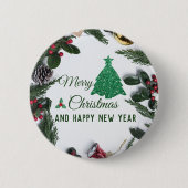 Merry kerst - groene glitter ronde button 5,7 cm (Voorkant)