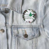 Merry kerst - groene glitter ronde button 5,7 cm (In situ)
