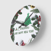 Merry kerst - groene glitter ronde klok (Hoek)