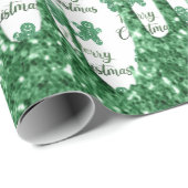 Merry kerst- groene glitter-siervoorwerpen cadeaupapier (Rol Hoek)