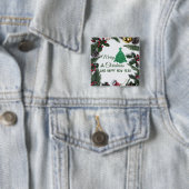Merry kerst - groene glitter vierkante button 5,1 cm (In situ)