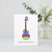 Merry kerst Guitar Colorful Feestdagenkaart (Staand voorkant)