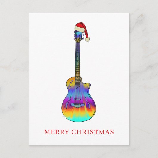Merry kerst Guitar Colorful Feestdagenkaart (Voorkant)
