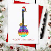Merry kerst Guitar Colorful Feestdagenkaart
