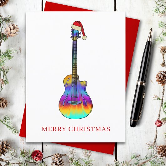 Merry kerst Guitar Colorful Feestdagenkaart