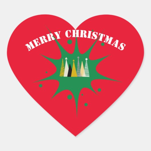 Merry kerst Heart Hart Sticker (Voorkant)